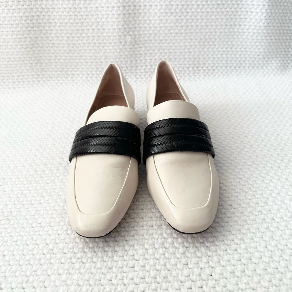 AD & Daughter Ivory Black Woven Band Corya Keeper Low Black Heel Loafer 6.5 - Picture 10 of 12